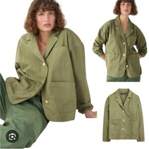 J.Crew Cotton Blazer Jacket Olive Gold Buttons 2023 Sustainable Size M